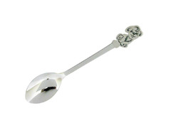Серебряная чайная ложка с изображением веселого песика на фигурной ручке